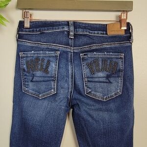 AE 4 Jegging Distressed Chewed Stud Studded Hell Yeah Jeans American Eagle Y2K